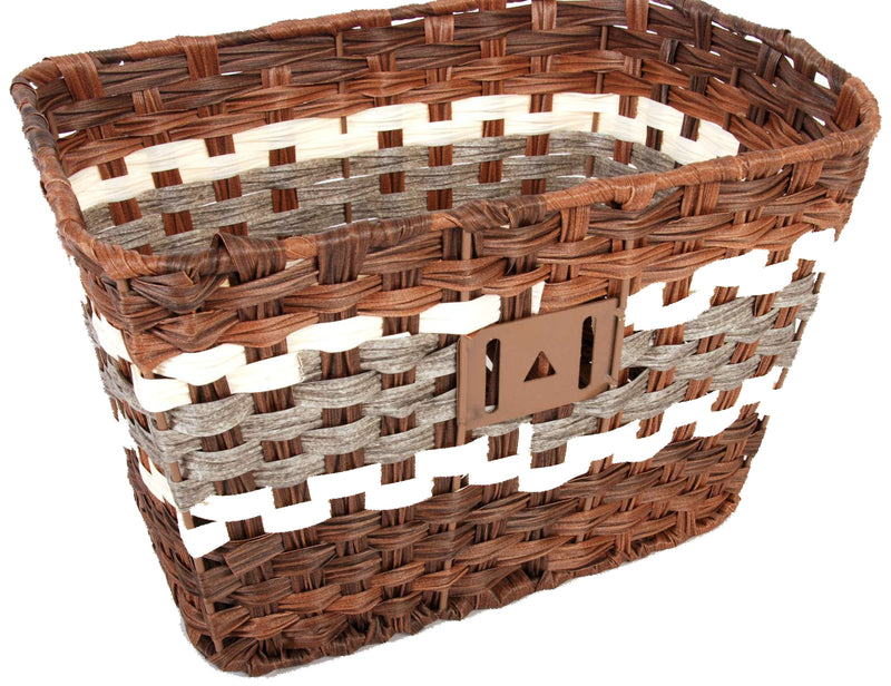 Load image into Gallery viewer, Volare Gevlochten rieten fietsmand L 36 x 27 x 21cm donkerbruin