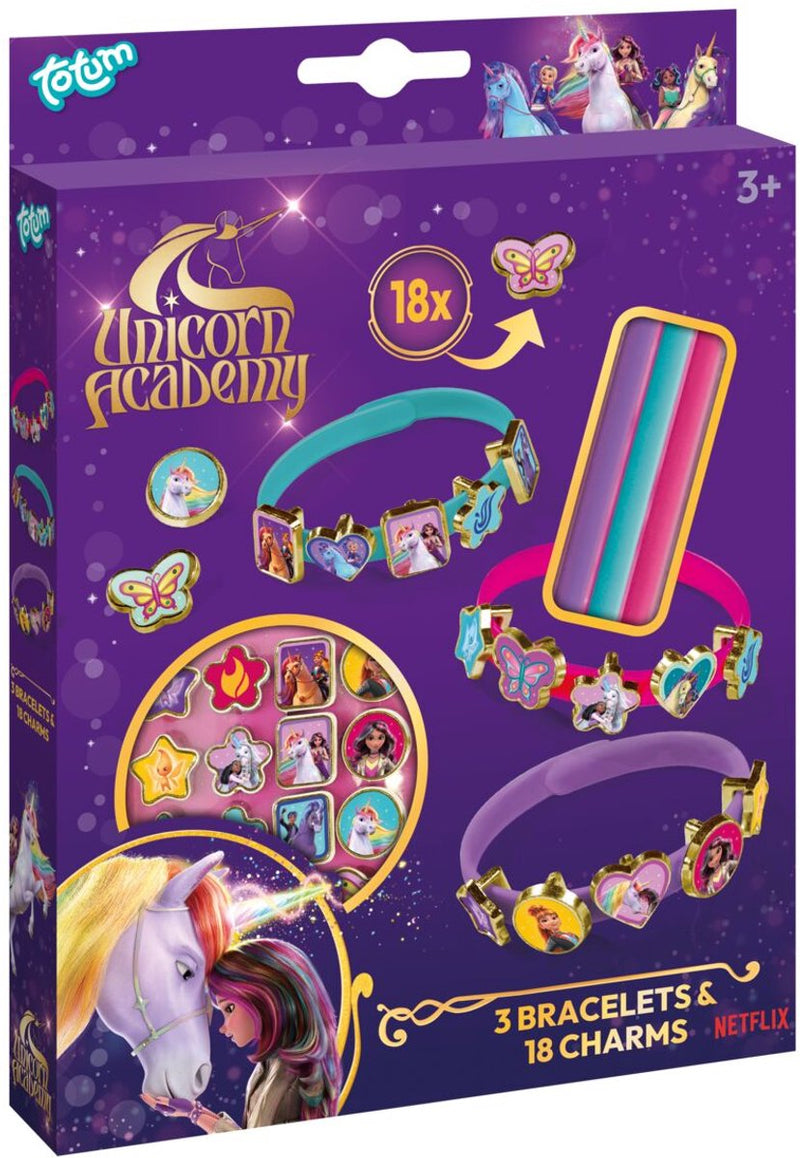 Load image into Gallery viewer, Totum unicorn academy speelgoed 3 schuif armbandjes maken met 18 bedels - speelgoed meisjes vanaf 3 jaar - cadeau tip