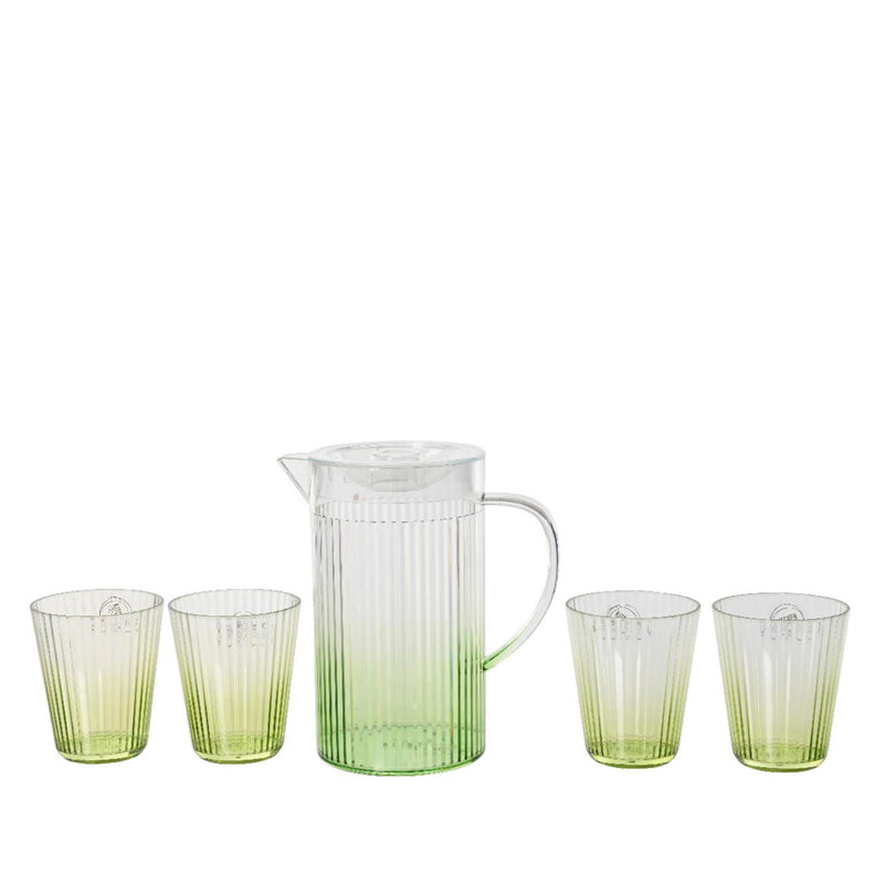 Load image into Gallery viewer, Decoris kruik kunststof met bekers ã˜11.3x19.6cm groen transparant