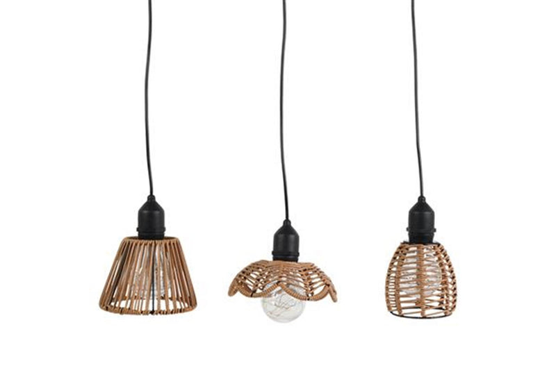 Afbeelding laden in galerijviewer, Countryfield led hanglamp onora bruin 3 assorti 4,5x9x16cm
