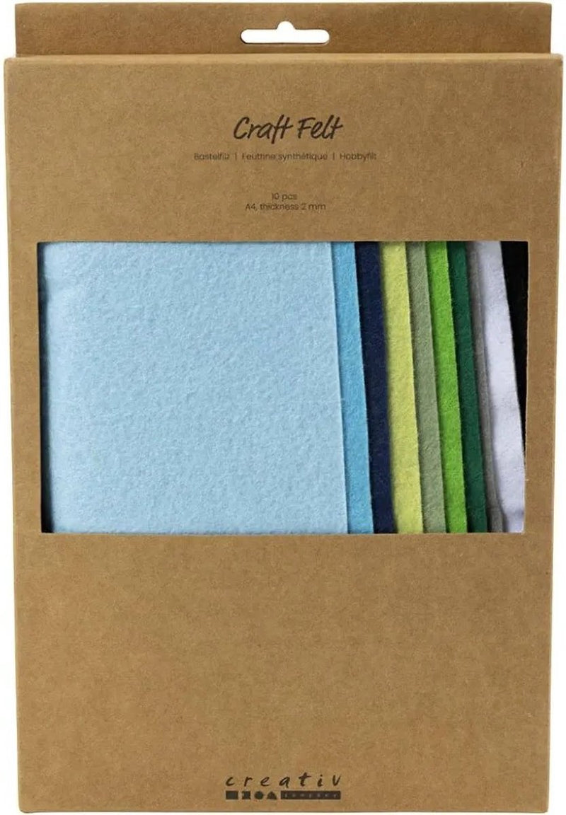 Afbeelding laden in galerijviewer, Creativ company hobbyvilt a4 dikte 2mm blauw en groen harmonie - 10st.