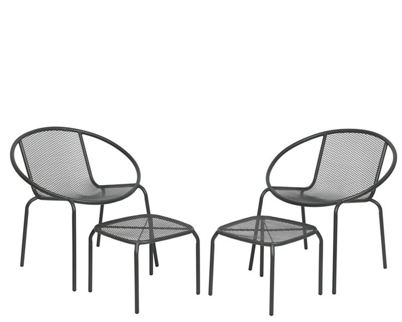 Load image into Gallery viewer, Decoris vigo balkonset antraciet stoelen + voetenbank