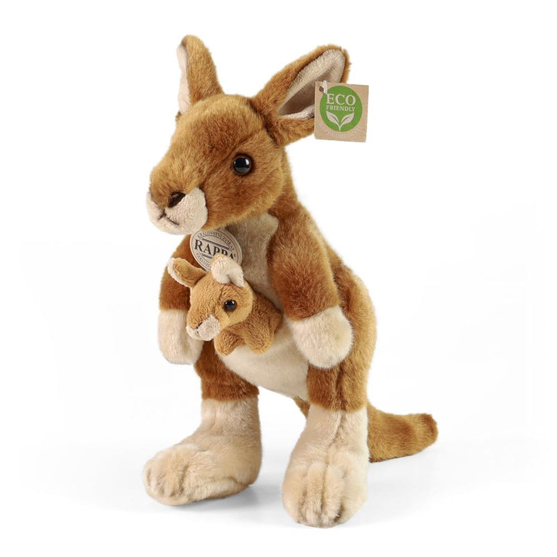 Load image into Gallery viewer, Pluche kangoeroe met welp 27cm eco-vrien
