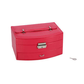 Load image into Gallery viewer, No brand juwelenbox deluxe roze sieradendoosje met spiegel en lade.