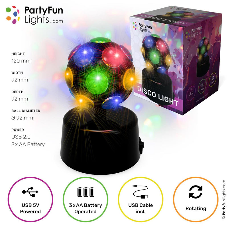Afbeelding laden in galerijviewer, Partyfun lights partyfunlights - discolamp - multi-color party light - werkt op batterijen - werkt op usb - roterend