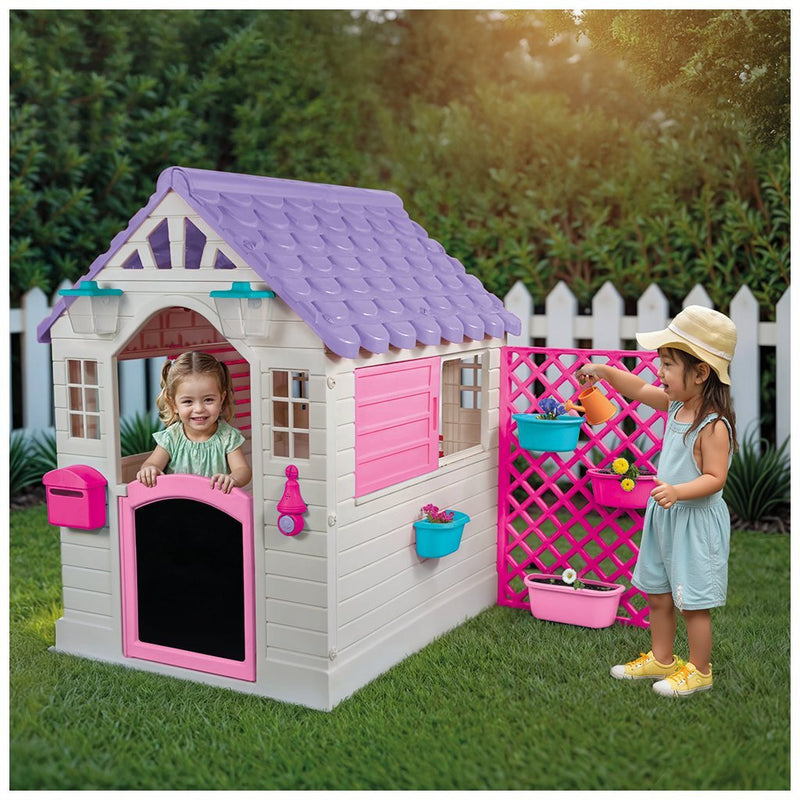 Load image into Gallery viewer, Dolu tuin speelhuis met accessoires roze paars 140x127x107.5 cm