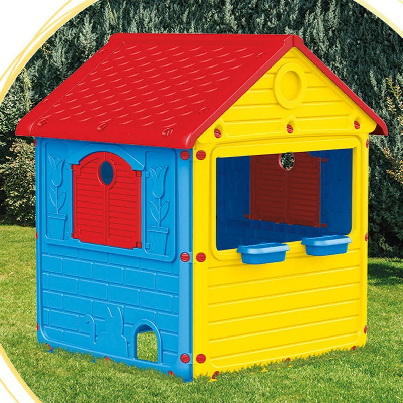 Afbeelding laden in galerijviewer, Dolu Dolu Speelhuis 132x104x104 cm Rood Geel Blauw