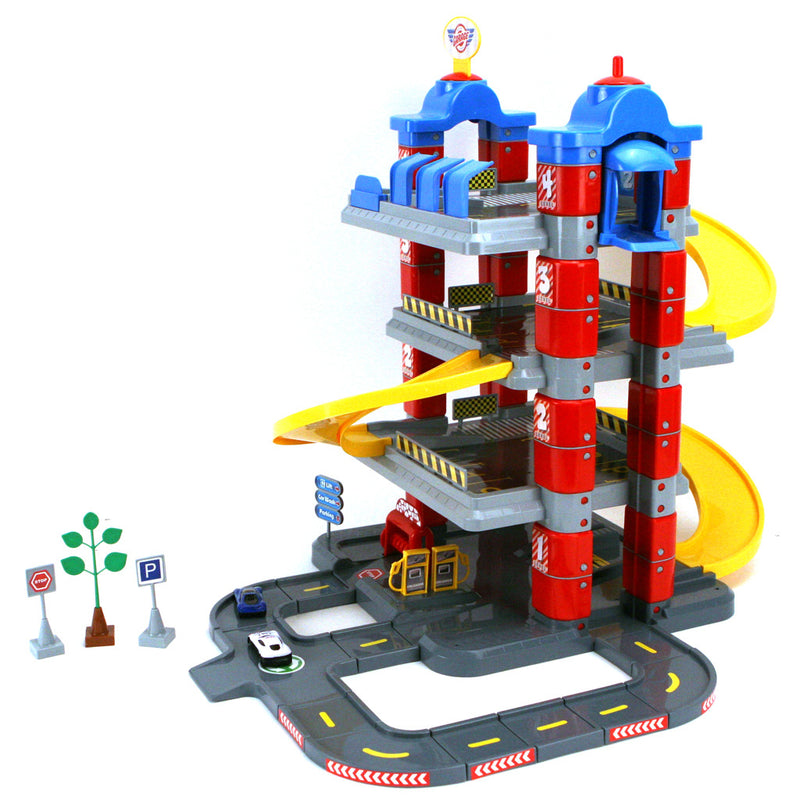 Load image into Gallery viewer, Dolu new york garage met 4 etages 2 die-cast auto #039;s 2 verkeersborden boom