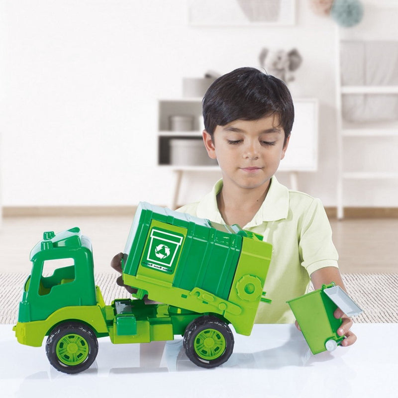 Load image into Gallery viewer, Dolu vuilniswagen 43 cm groen