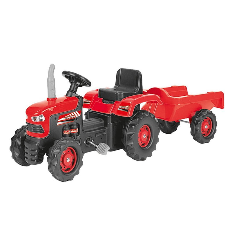 Afbeelding laden in galerijviewer, Dolu traptractor met aanhanger claxon rood zwart