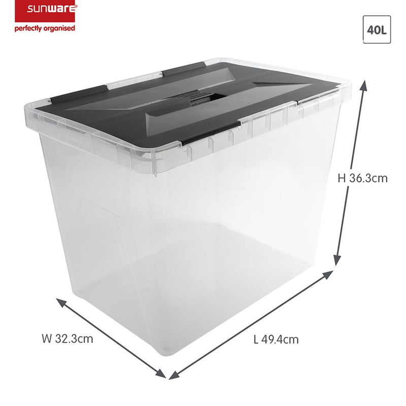 Load image into Gallery viewer, Sunware onyx opbergbox 40l transparant