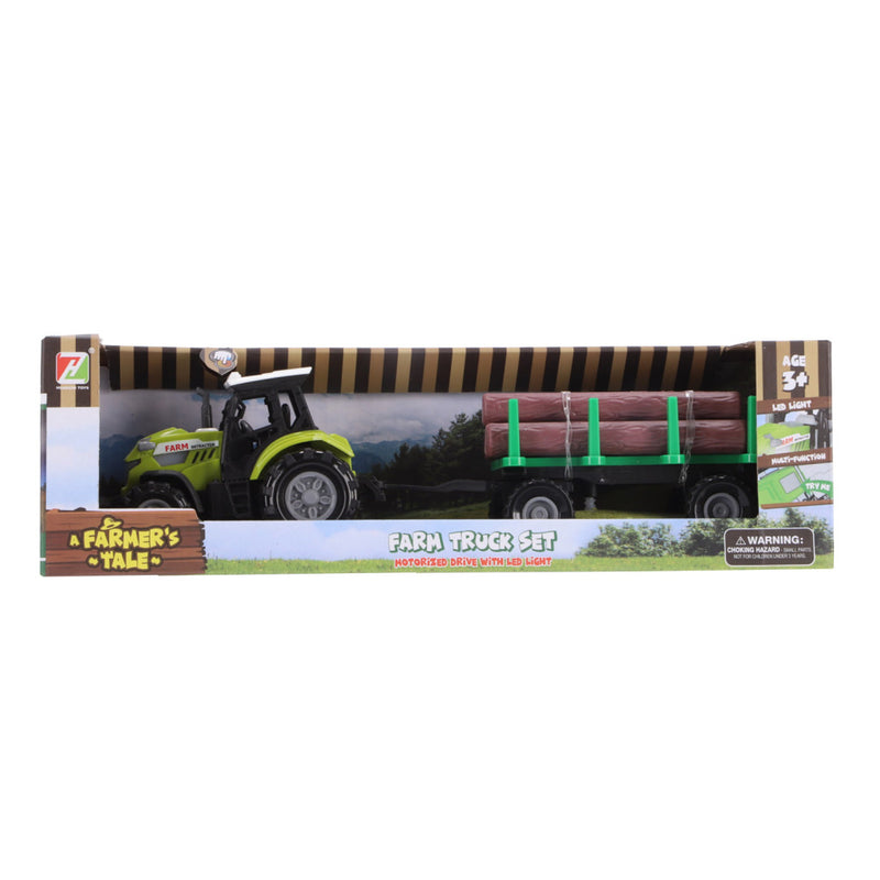 Load image into Gallery viewer, Overige merken tractor + aanhanger met boomstammen + licht en geluid