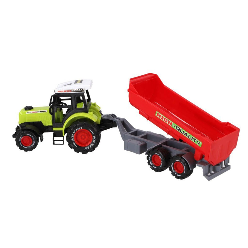 Afbeelding laden in galerijviewer, Overige merken farmer trekker met aanhanger 45 cm groen rood