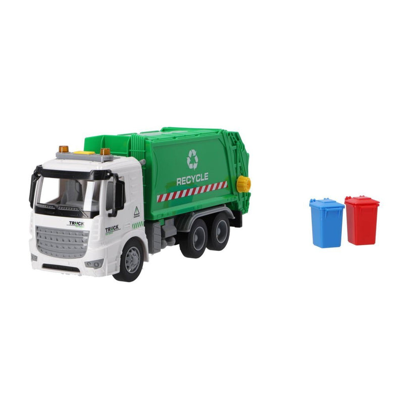 Afbeelding laden in galerijviewer, Overige merken recycle vuilniswagen 30 cm + licht en geluid groen wit