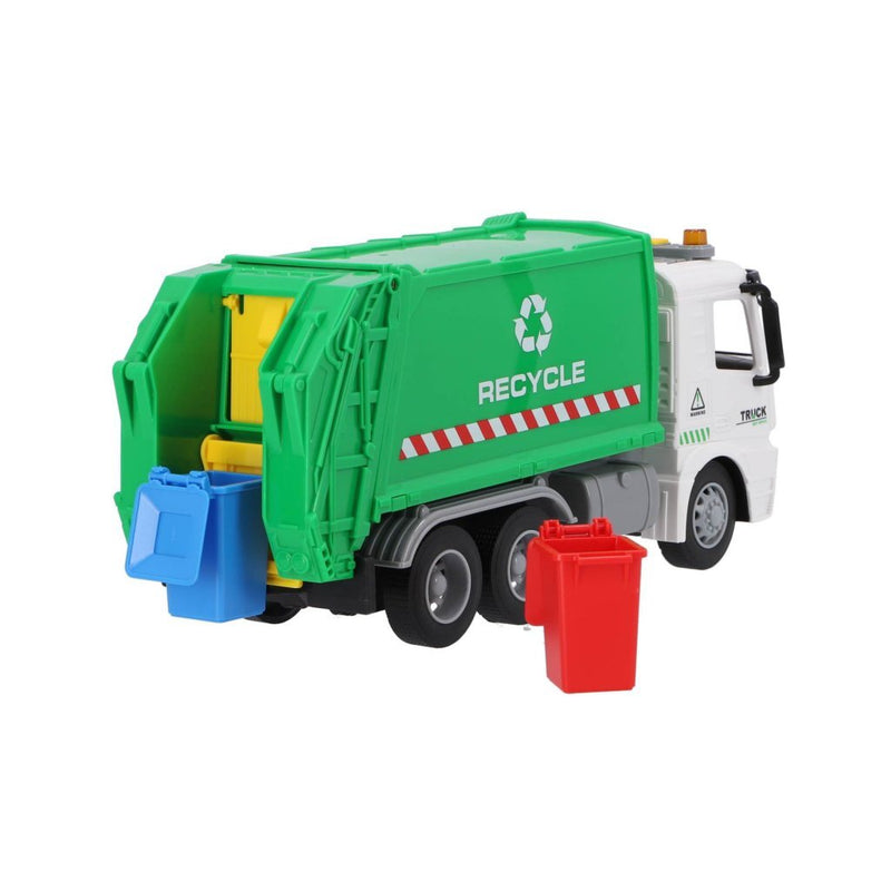Afbeelding laden in galerijviewer, Overige merken recycle vuilniswagen 30 cm + licht en geluid groen wit