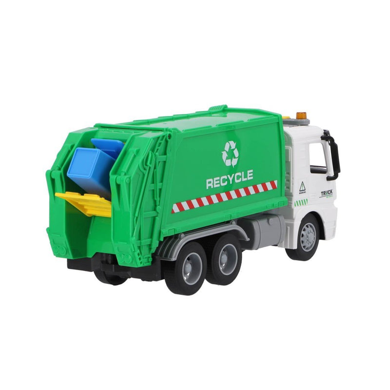 Afbeelding laden in galerijviewer, Overige merken recycle vuilniswagen 30 cm + licht en geluid groen wit