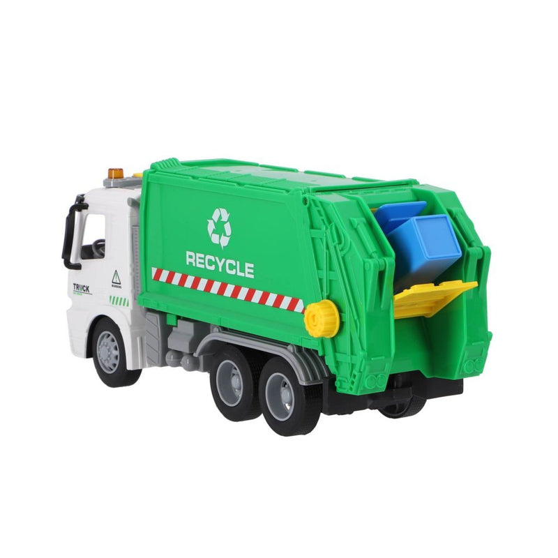 Afbeelding laden in galerijviewer, Overige merken recycle vuilniswagen 30 cm + licht en geluid groen wit