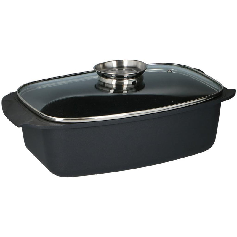 Load image into Gallery viewer, Alpina braadslee met glazen deksel 5.5l 39.5x22.5x10.8 cm zwart