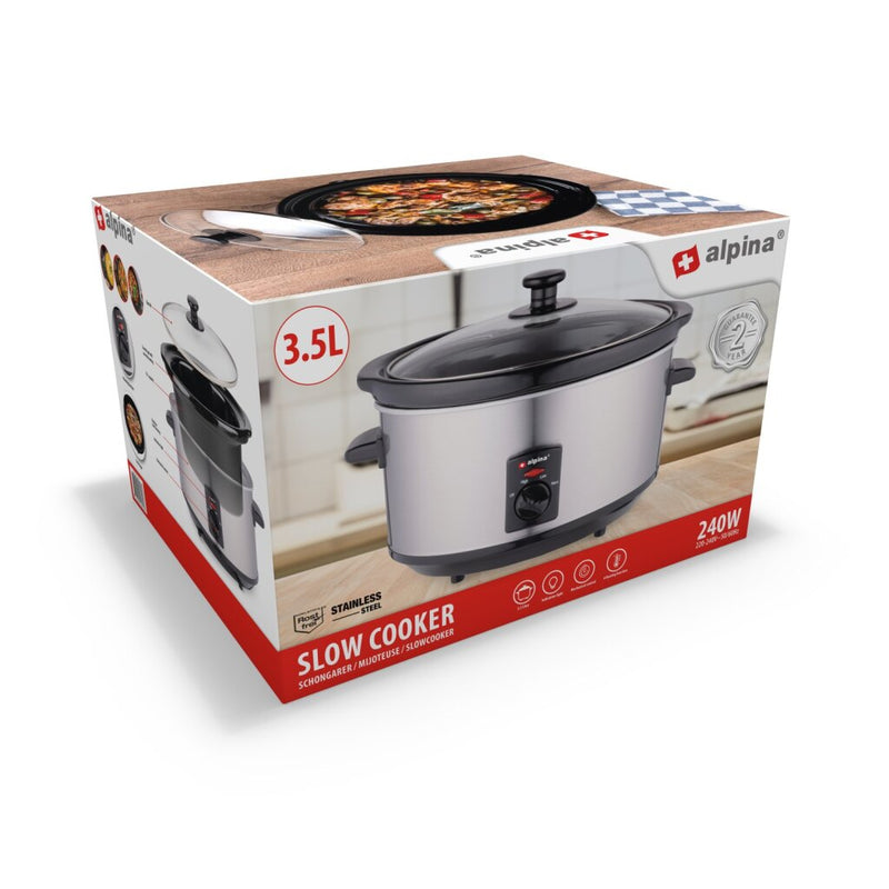 Load image into Gallery viewer, Alpina slowcooker 3.5l 240w rvs zwart