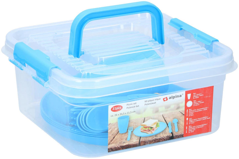 Load image into Gallery viewer, Alpina 4-persoons picknickset in kunststof meeneembox