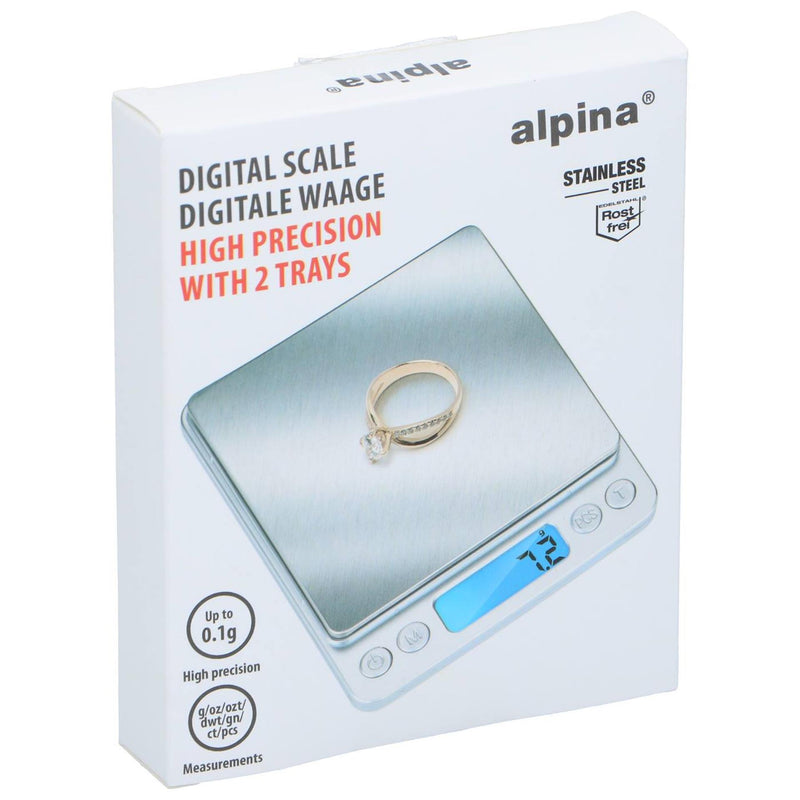 Load image into Gallery viewer, Alpina keukenweegschaal digitaal - precisie weegschaal keuken met 2 bakjes - digitale keukenweegschaal met tarra functie en kom - lcd display