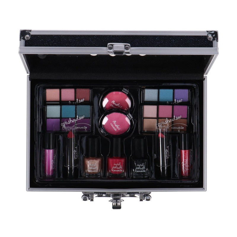 Load image into Gallery viewer, Casuelle aluminium make-up koffer donkerblauw glitter