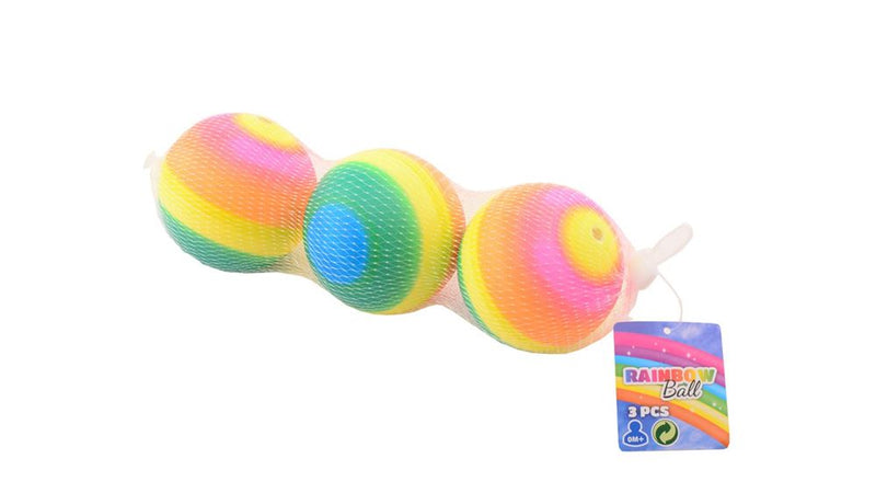 Load image into Gallery viewer, Johntoy regenboogballen 3 stuks in net. 8 cm. 3+