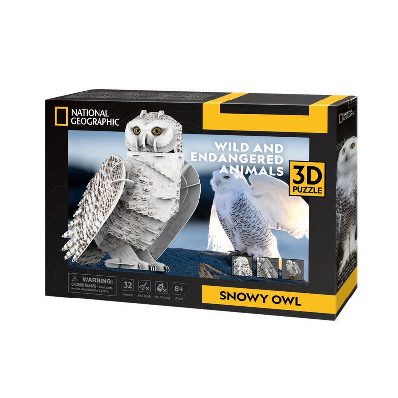 Load image into Gallery viewer, Cubic fun national geographic 3d puzzel sneeuwuil 32 stukjes