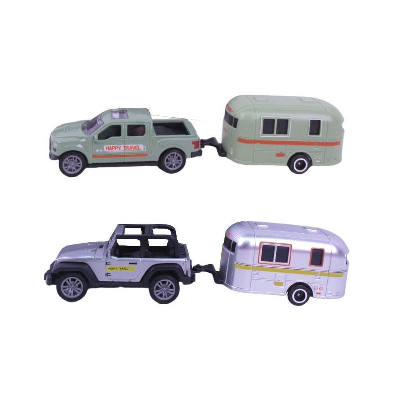 Afbeelding laden in galerijviewer, City car collection die-cast pick-up met trailer 1:50 assorti