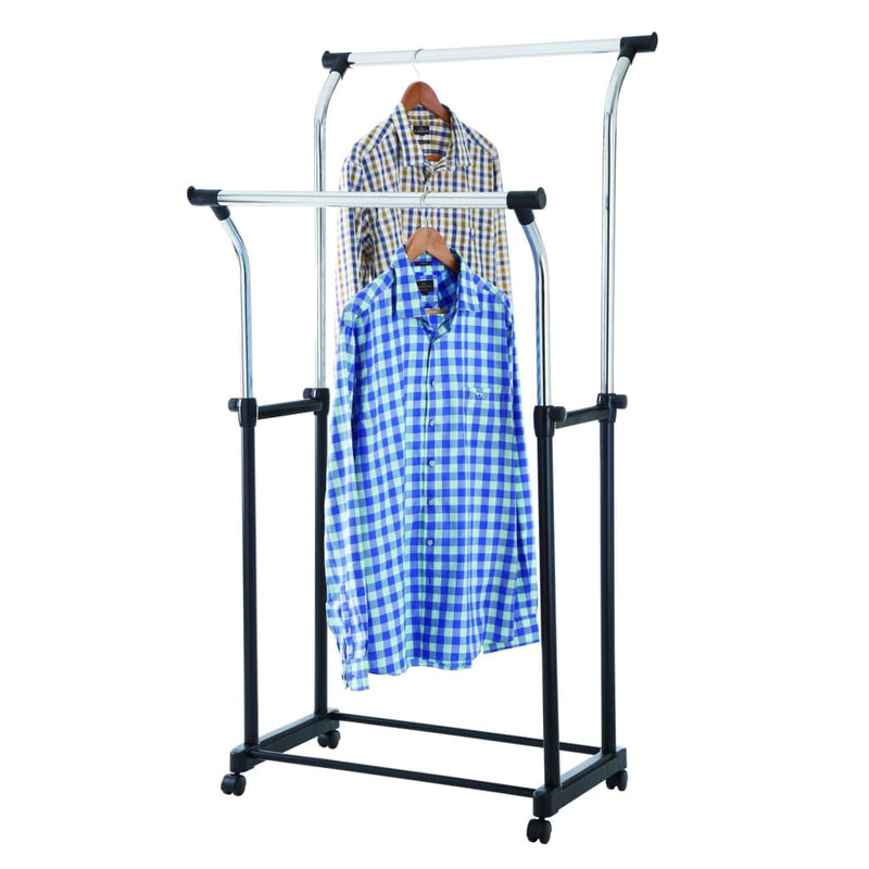 Load image into Gallery viewer, V-part kledingrek in hoogte verstelbaar met 4 wielen dubbel
