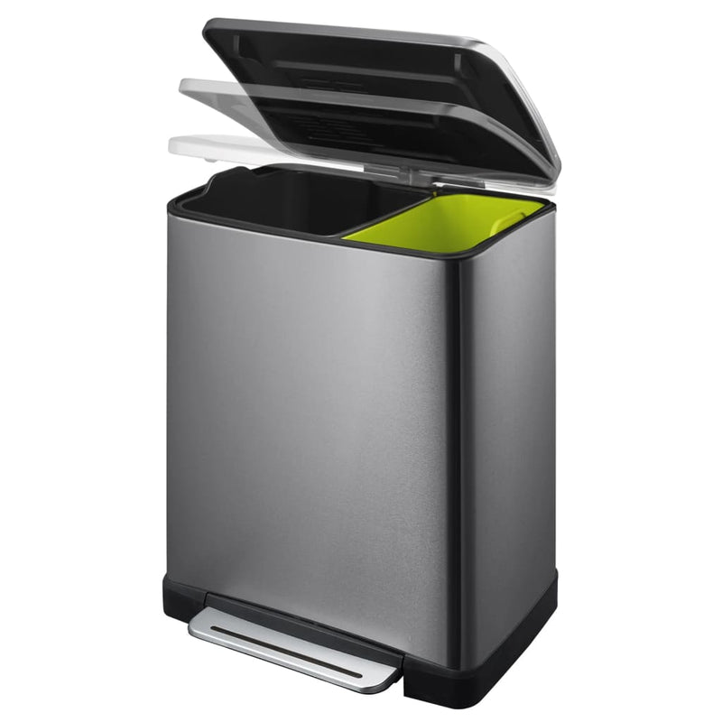 Load image into Gallery viewer, EKO EKO Pedaalemmer E-Cube 28 L+18 L staalkleurig