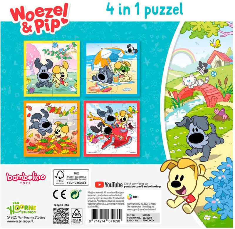 Load image into Gallery viewer, Bambolino woezel pip puzzel 4 in 1. 3+
