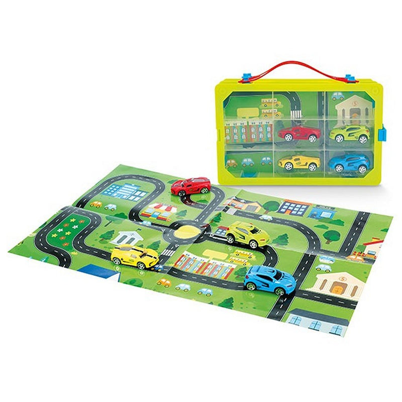 Load image into Gallery viewer, Turbo racers verzamelkoffer met auto's en speelkleed, 6dlg.
