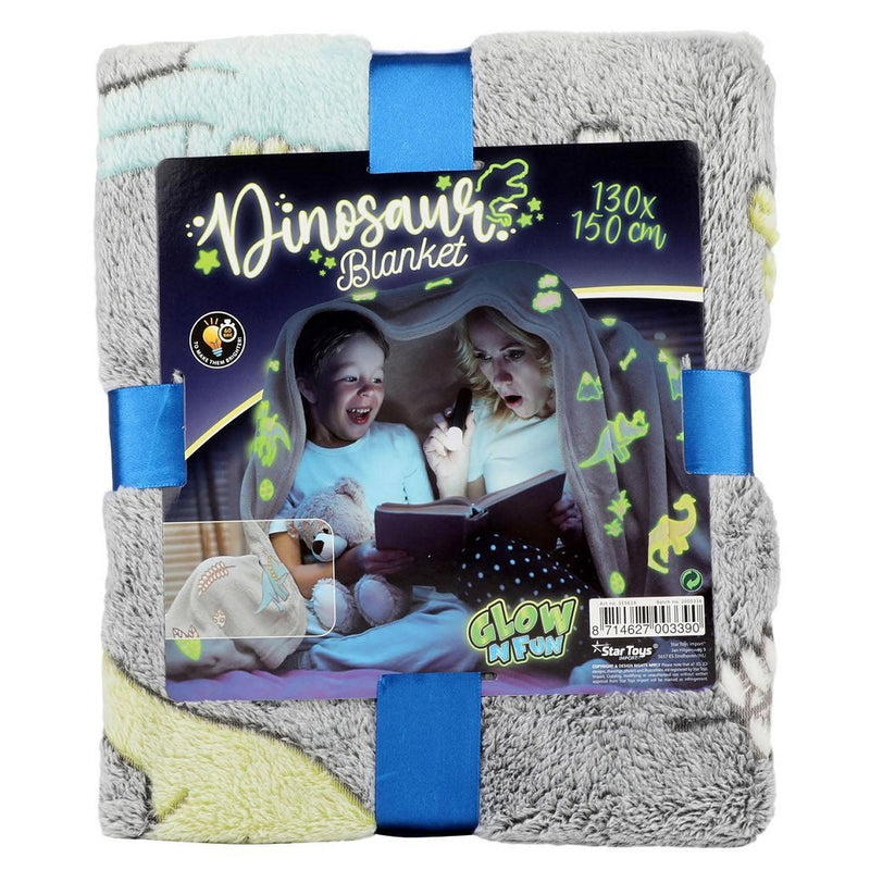 Load image into Gallery viewer, Toi-toys star toys glow in the dark dino deken 150x130 cm