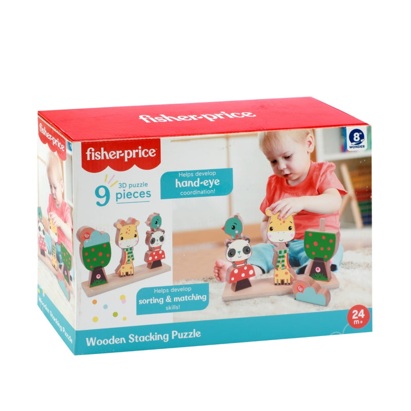 Afbeelding laden in galerijviewer, Fisher price 3d houten stapelpuzzel 9 stukjes