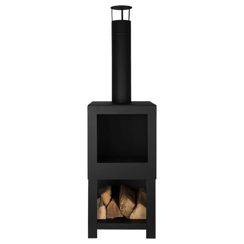 Load image into Gallery viewer, Esschert design tuinhaard met houtopslag zwart ff410