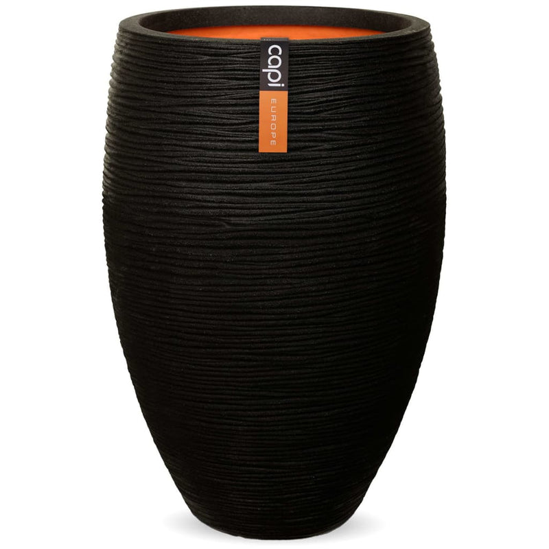 Load image into Gallery viewer, Capi bloempot nature rib elegant deluxe 40x60 cm zwart kblr1131