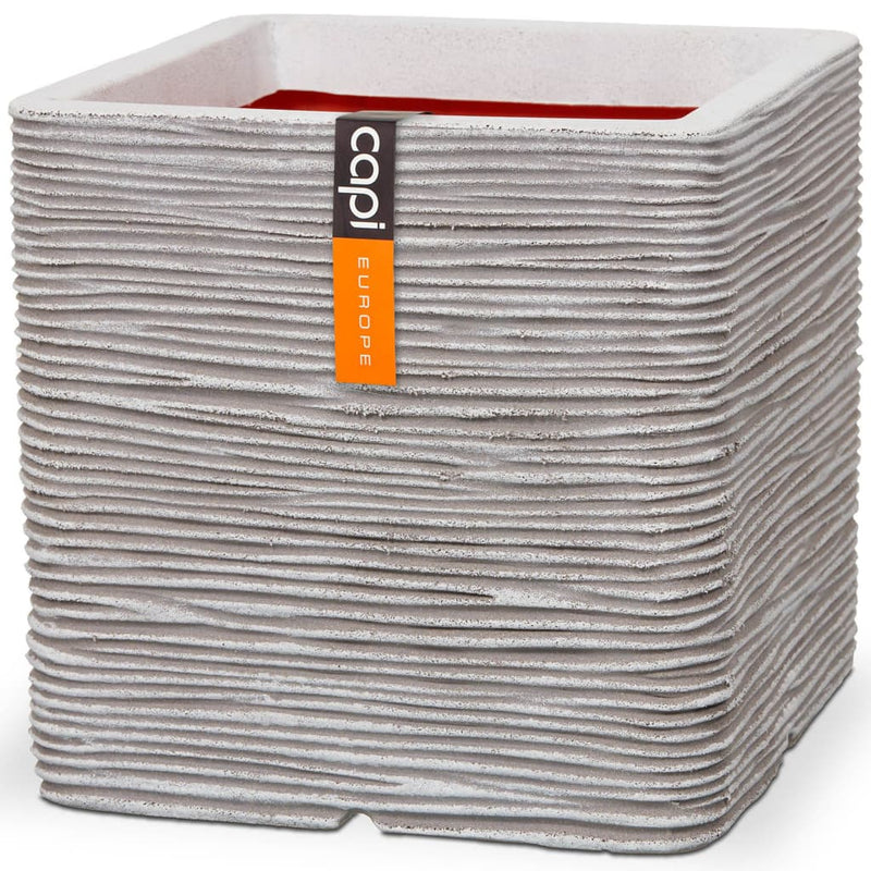 Load image into Gallery viewer, Capi plantenbak nature rib vierkant 30x30 cm ivoorkleurig kofi902