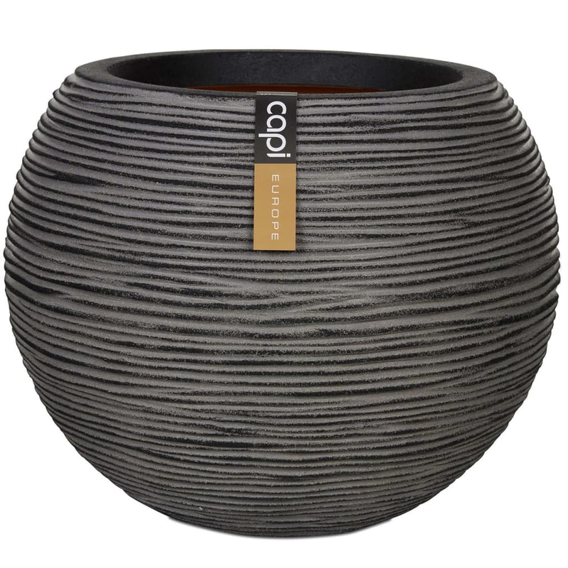 Load image into Gallery viewer, Capi bloempot nature rib bolvormig 40x32 cm antraciet kofz270