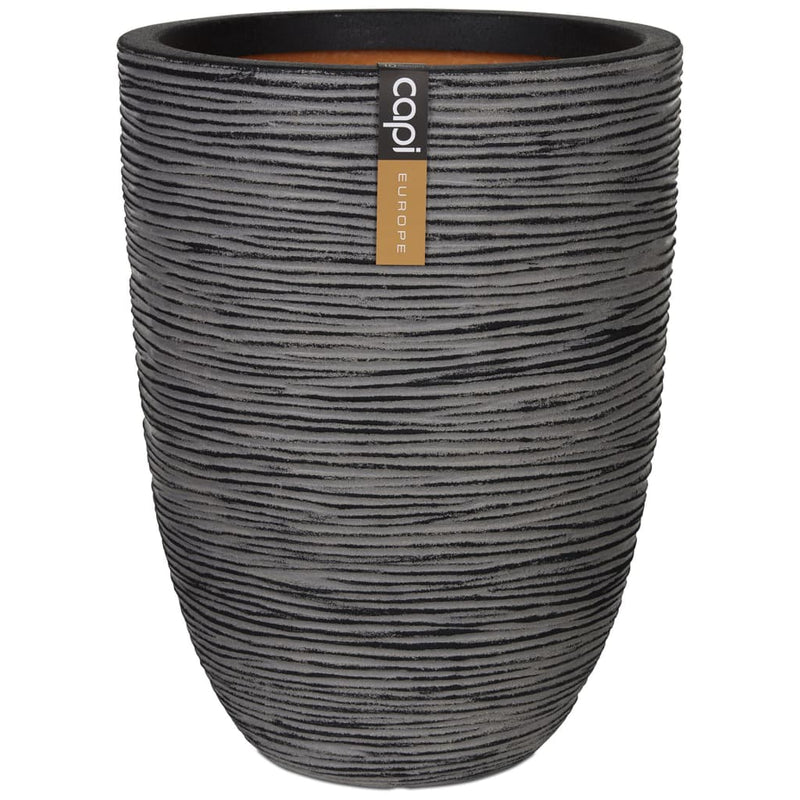Load image into Gallery viewer, Capi bloempot nature rib elegant laag 46x58 cm antraciet kofz783