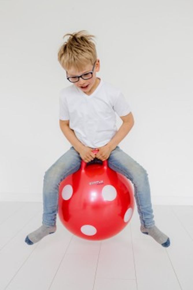 Load image into Gallery viewer, Skippybal rood met witte stippen. 50 cm