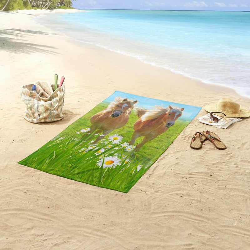 Load image into Gallery viewer, Good Morning Good Morning Strandlaken HORSES 75x150 cm meerkleurig