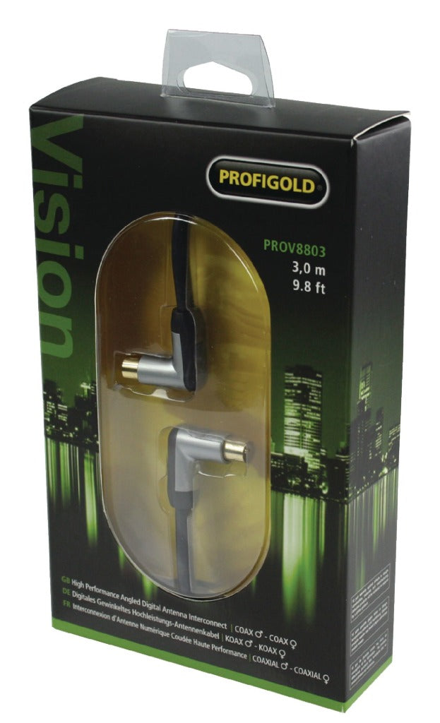 Load image into Gallery viewer, Profigold profigold prov8803 coaxkabel male gehoekt female gehoekt 3,00 m zwart