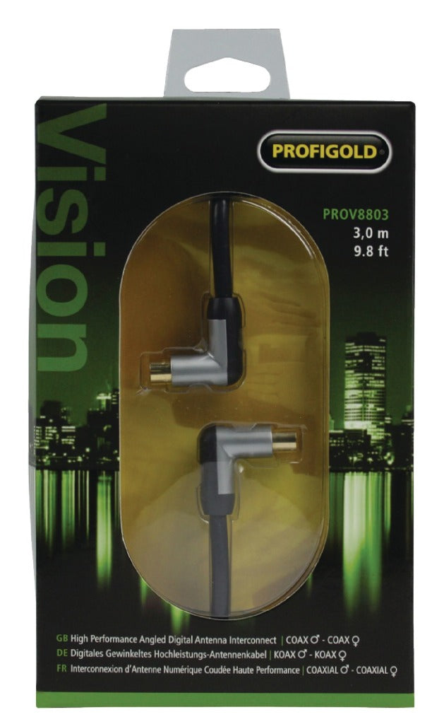 Load image into Gallery viewer, Profigold profigold prov8803 coaxkabel male gehoekt female gehoekt 3,00 m zwart
