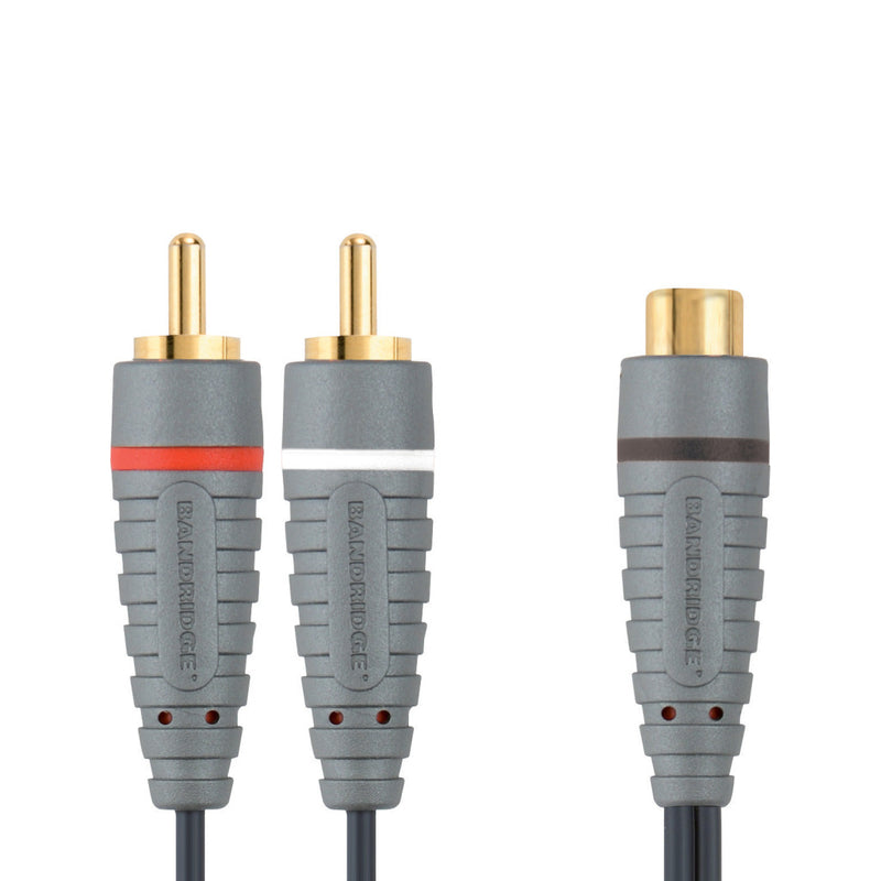 Load image into Gallery viewer, Bandridge bal4600 subwooferkabel 2x rca male - rca female 0.20 m blauw