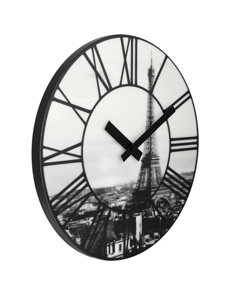 Load image into Gallery viewer, Nextime ne-3004 wandklok dia. 39 cm, plastic, 3d, grijs, #039;la ville #039;