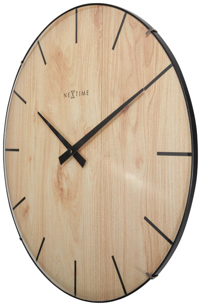 Load image into Gallery viewer, Nextime ne-3249 wandklok edge-wood-dome dia 35cm kunststof licht bruin