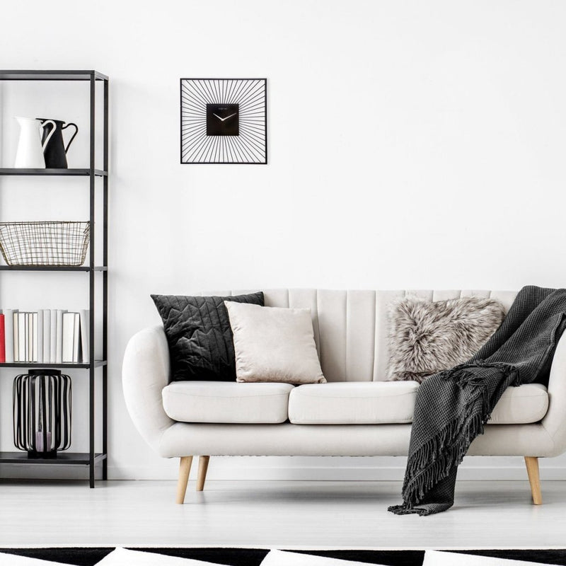 Load image into Gallery viewer, Nextime wandklok vierkant 45x45x15 cm zwart metaal