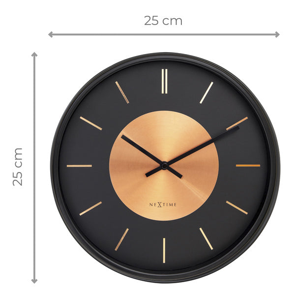 Load image into Gallery viewer, NeXtime NeXtime NE-3535CO Wandklok Retro II 25cm Zwart koper Metaal