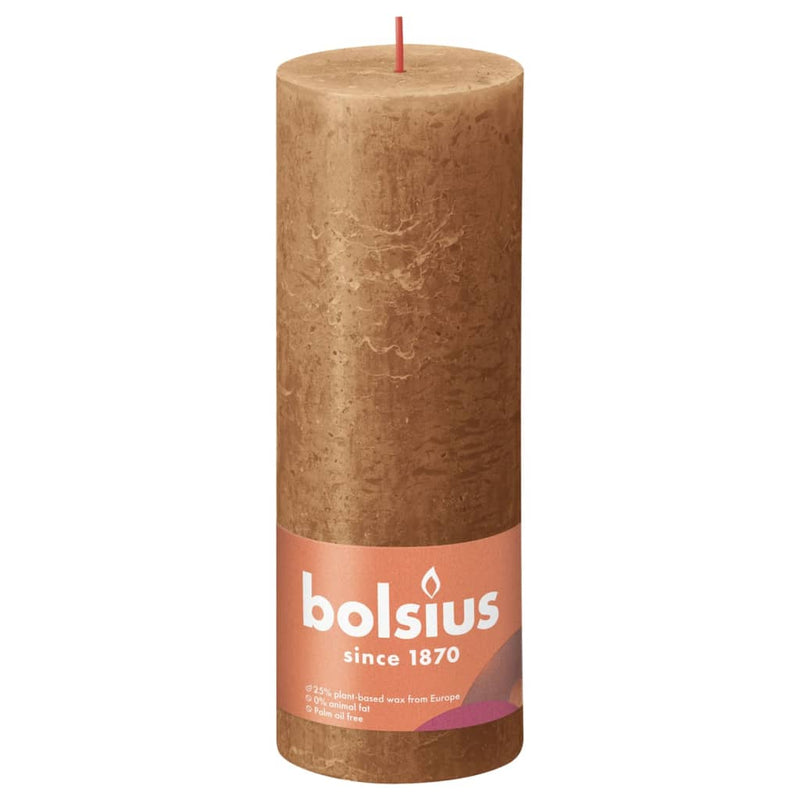 Load image into Gallery viewer, Bolsius Bolsius Stompkaarsen Shine 4 st rustiek 190x68 mm spice brown